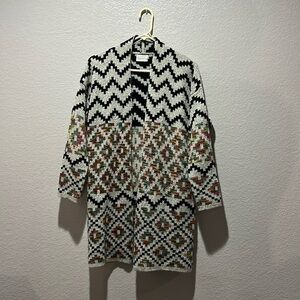 Dreamers Debut Aztec Colorful Cardigan Sweater Size M/L Open Front Multi Color